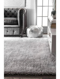 Steel Silver Solid Plush Shag Rug - Image 4