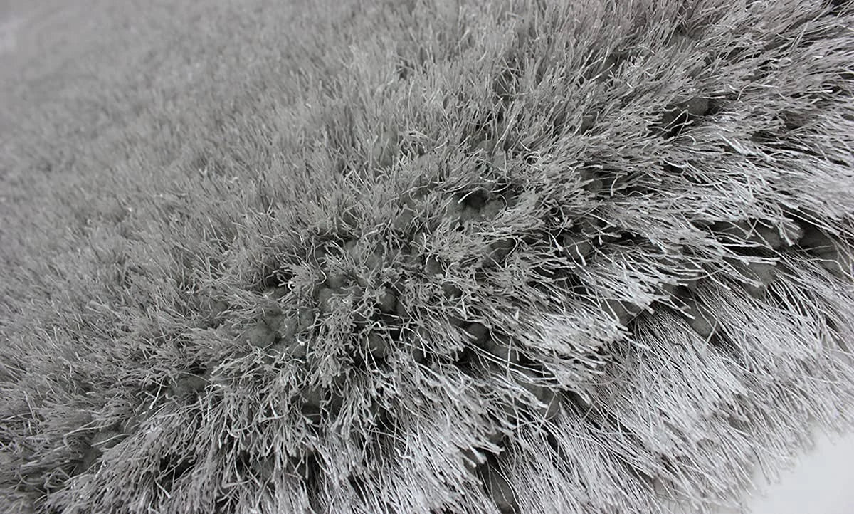 Steel Silver Solid Plush Shag Rug - Image 5
