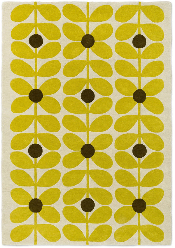 Stem Yellow Floral Hand-Tufted Wool Rug - Image 1