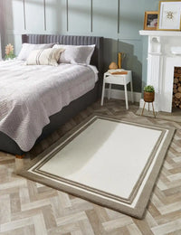 Taupe Geometric Hand-Tufted Wool Rug - Image 1