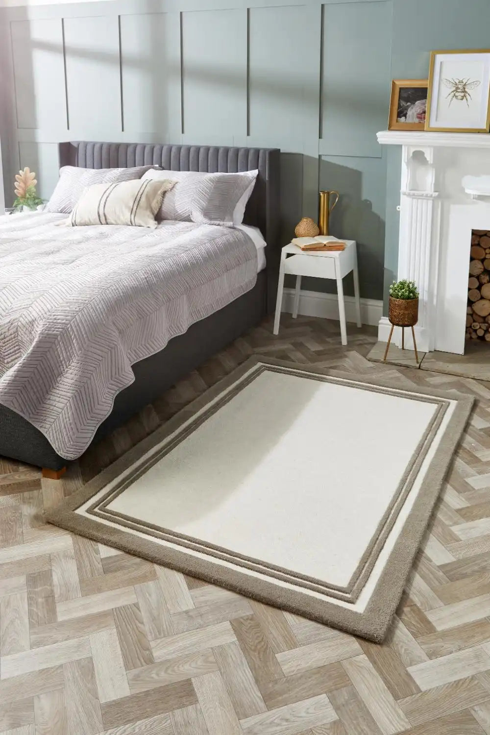 Taupe Geometric Hand-Tufted Wool Rug - Image 1