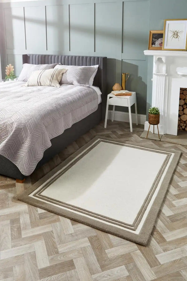 Taupe Geometric Hand-Tufted Wool Rug - Image 1