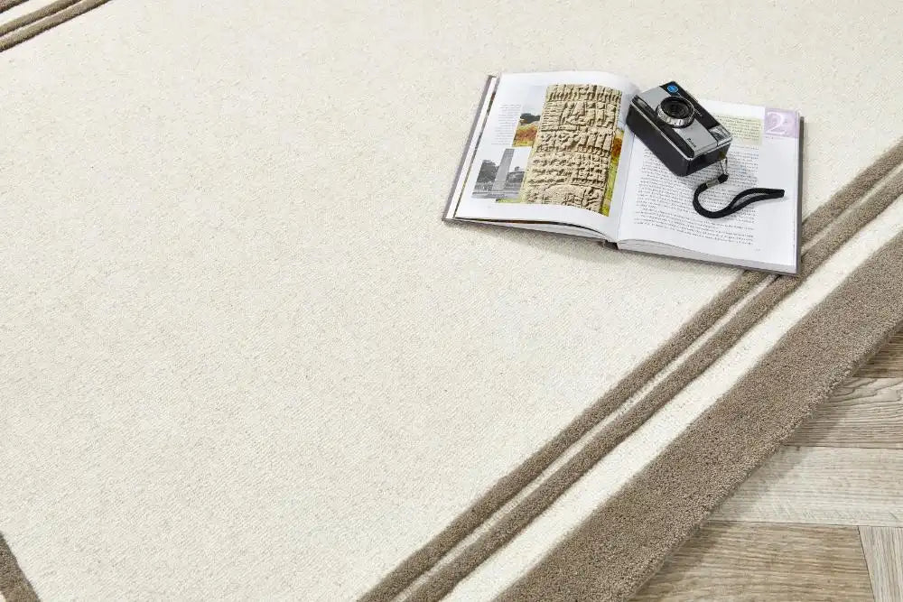 Taupe Geometric Hand-Tufted Wool Rug - Image 2