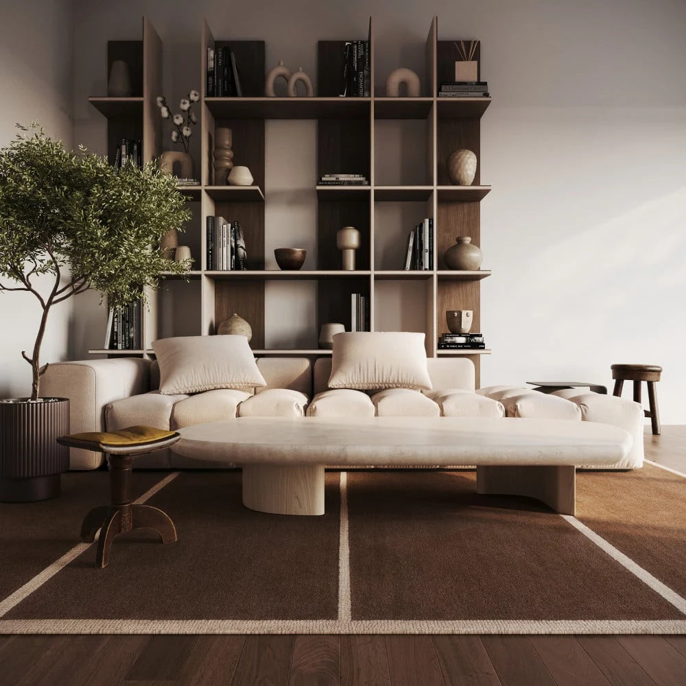 Taya Brown Geometric Hand-Tufted Wool Rug - Image 1