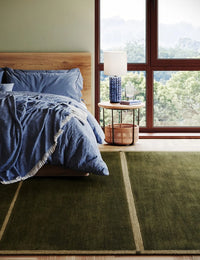 Taya Green Geometric Hand-Tufted Wool Rug - Image 1