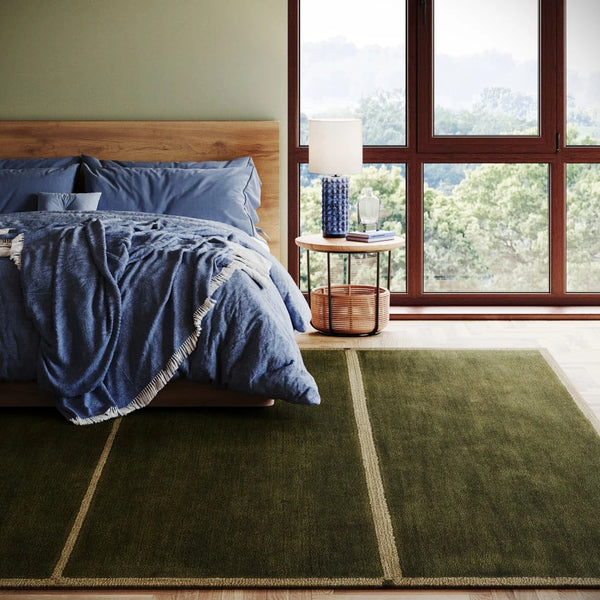 Taya Green Geometric Hand-Tufted Wool Rug - Image 1