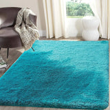 Turquoise Solid Plush Shag Rug - Image 1