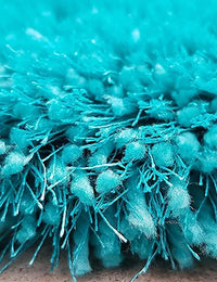 Turquoise Solid Plush Shag Rug - Image 2