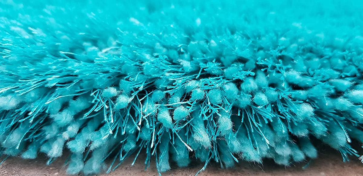 Turquoise Solid Plush Shag Rug - Image 2
