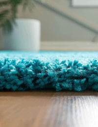 Turquoise Solid Plush Shag Rug - Image 4
