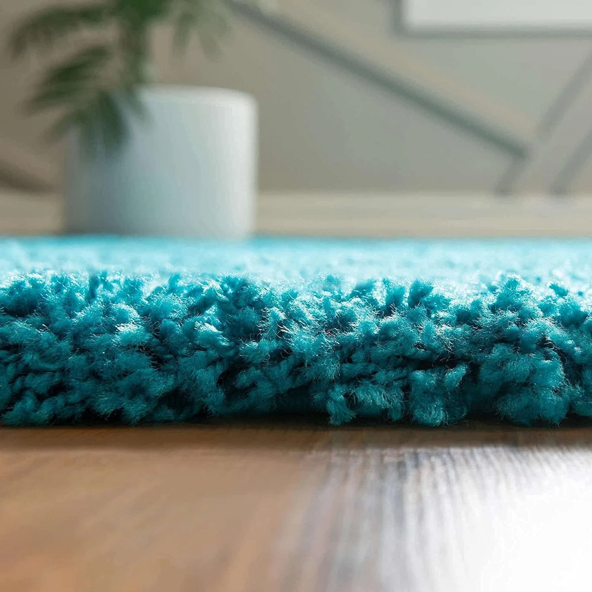 Turquoise Solid Plush Shag Rug - Image 4