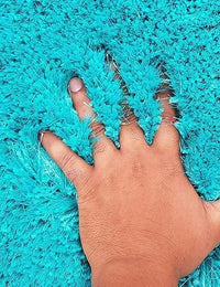 Turquoise Solid Plush Shag Rug - Image 5