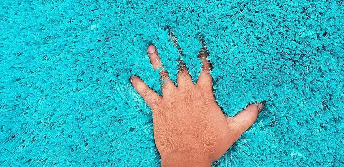 Turquoise Solid Plush Shag Rug - Image 5