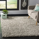 Wave Ivory Grey Modern Plush Shag Rug - Image 1