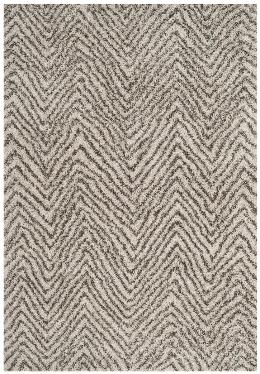 Wave Ivory Grey Modern Plush Shag Rug - Image 2