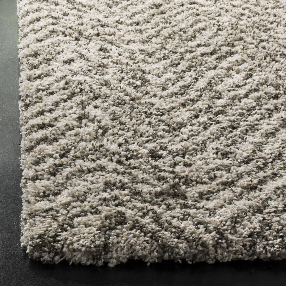 Wave Ivory Grey Modern Plush Shag Rug - Image 3