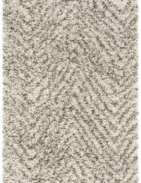 Wave Ivory Grey Modern Plush Shag Rug - Image 4