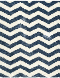 Wave Ivory Navy Modern Plush Shag Rug - Image 2