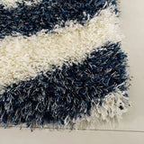 Wave Ivory Navy Modern Plush Shag Rug - Image 3