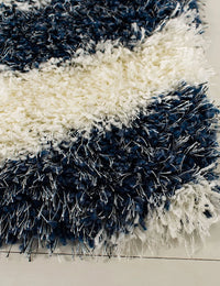 Wave Ivory Navy Modern Plush Shag Rug - Image 3