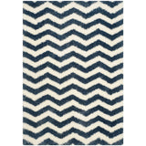 Wave Ivory Navy Modern Plush Shag Rug - Image 4