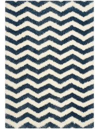 Wave Ivory Navy Modern Plush Shag Rug - Image 4