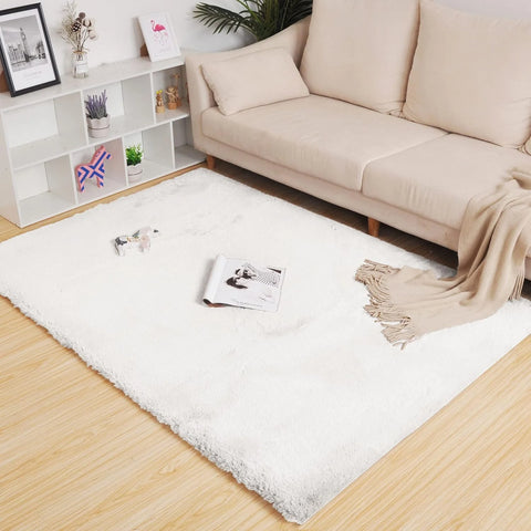 White Faux Rabbit Fur Rug - Image 1