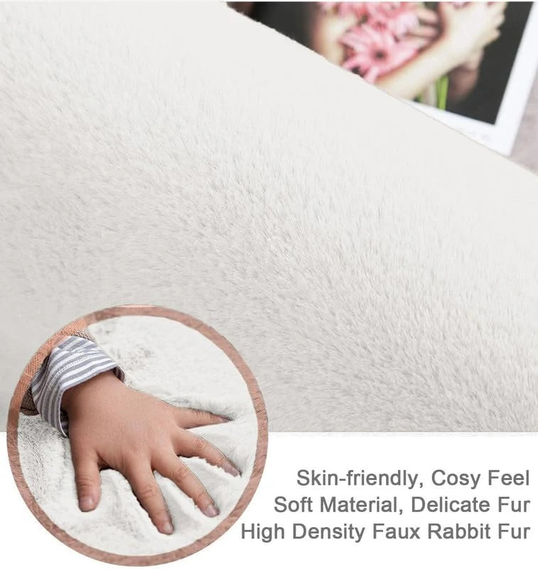 White Faux Rabbit Fur Rug - Image 4