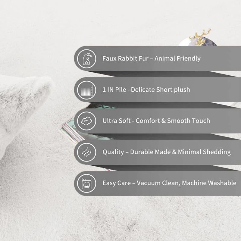 White Faux Rabbit Fur Rug - Image 6