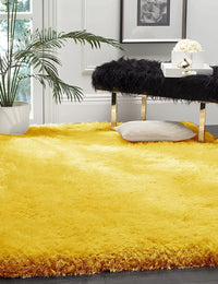 Yellow Solid Plush Shag Rug - Image 1